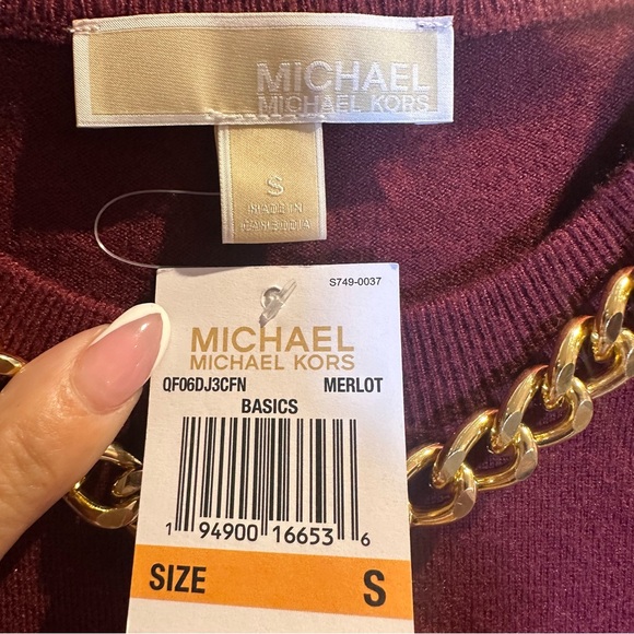 Michael Kors NWT Merlot Sweater with Gold Chain Detail - Picture 5 of 8